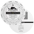 .020 Custom Imprinted White Gloss Vinyl Plastic Wheel Calculator / Perpetual Calendar & Scheduling Calculator (6" dia.). Screen-printed